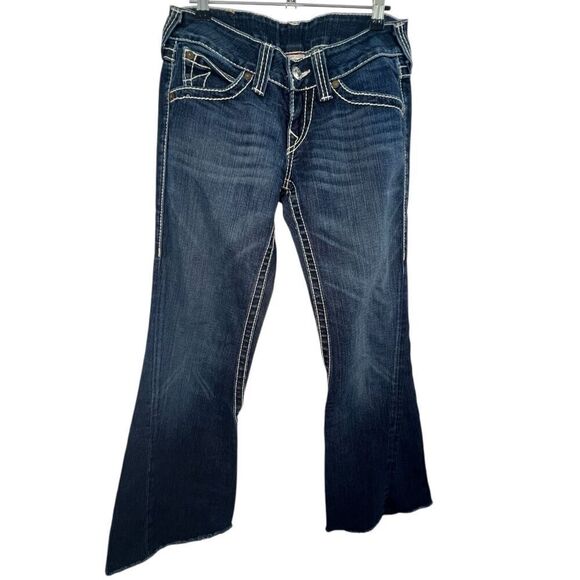 True Religion Low Rise Dark Wash Flared Denim Jeans - Picture 1 of 7